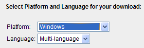 Select Java JRE Platform and Language