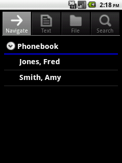 Vault 3 on Android, Navigate tab