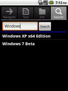 Vault 3 on Android, Search tab