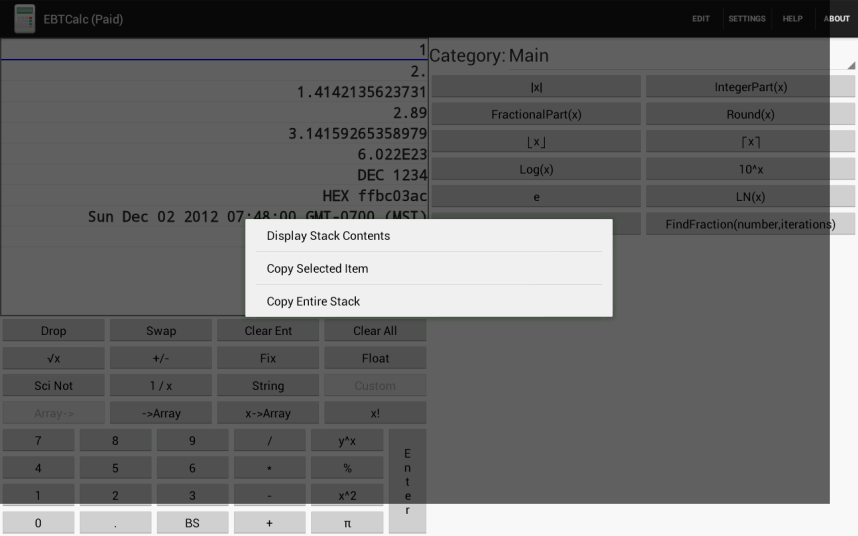 Stack Menu