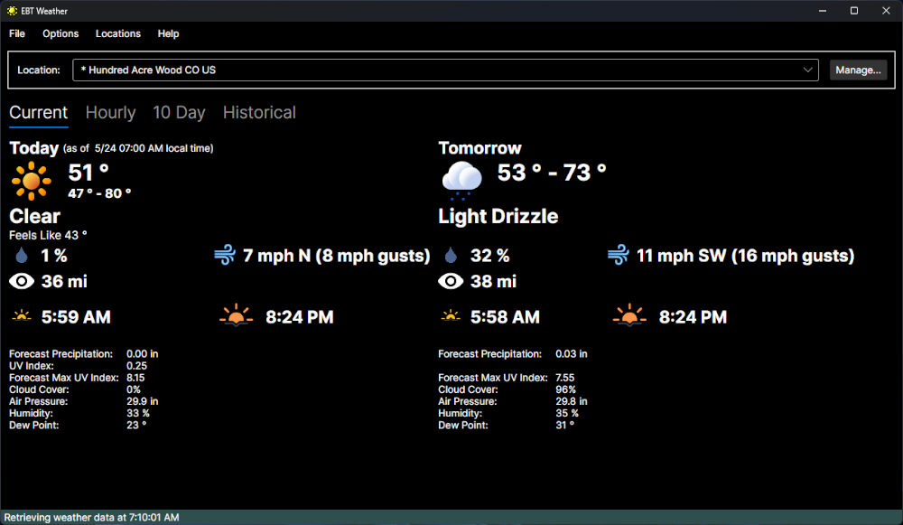 EBT Weather Main Screen