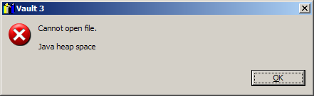 Cannot open file. Java heap space
