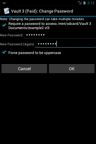 Specifying a Password for a Vault 3 Document