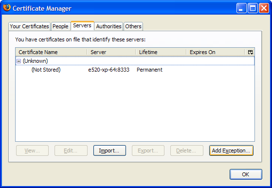 Firefox 3 Certificate Manager