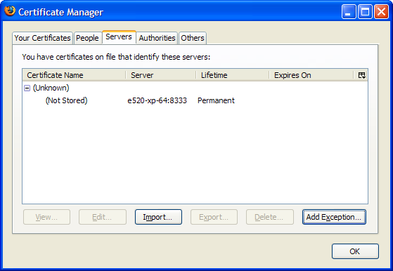 Firefox 3 Certificate Manager