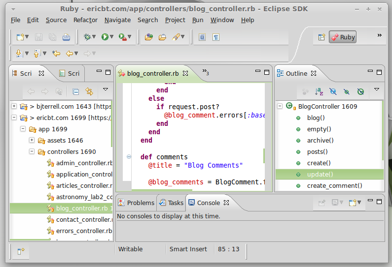 Using Eclipse 3.7.1 for Rails Development